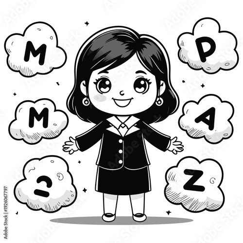Chibi Businesswoman with Adorable Expression and Professional Attire.
