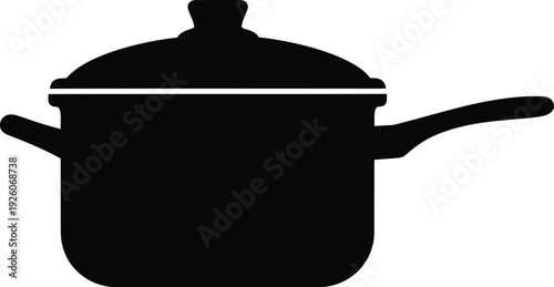 Black silhouette of a cooking pot with lid