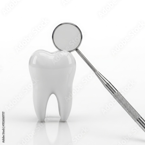 Dental mirror and tooth model for oral health examination
