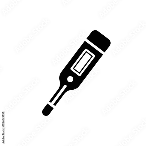 A black and white icon of an electronic thermometer