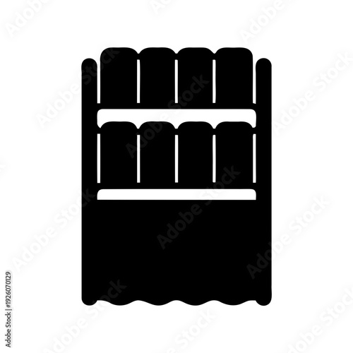 Solid black silhouette of seating arrangement with several rows, probably a theater