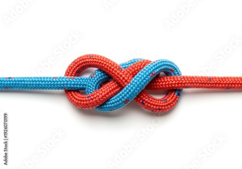 Two braided ropes tied together in a secure knot