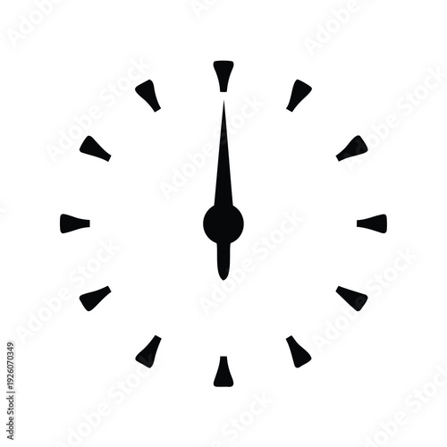 Silhouette of a stylized clock face indicating the exact hour, centered position