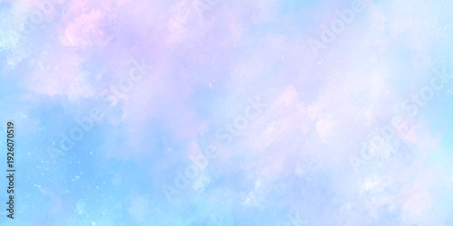 A soft pastel background of blended blues pinks and whites creates a dreamy ethereal atmosphere perfect for artistic designs