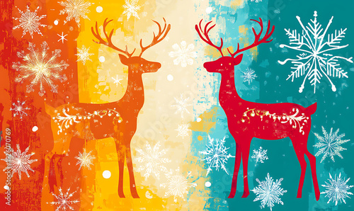 Christmas and New Year background with festive decorations, snowflakes, and holiday-themed elements. Ideal for greeting cards, invitations, and seasonal designs.