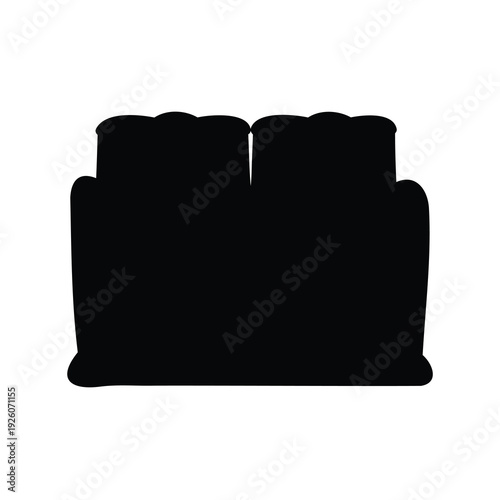 Silhouette of a loveseat with scalloped cushions, a simple furniture design