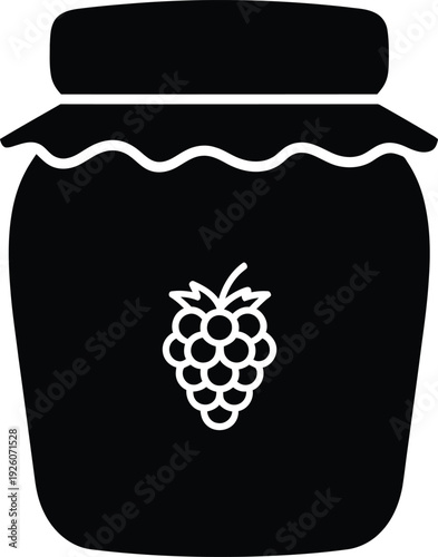 Jam jar with raspberry illustration