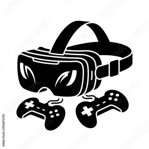 A vr headset and controllers for gaming