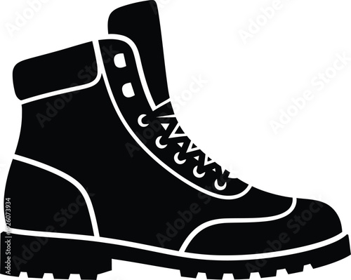 Silhouette of a black combat boot with white outline