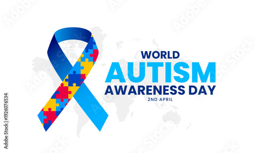 World Autism Awareness Day, April 2. Autism awareness background with colorful puzzle pieces. Vector illustration