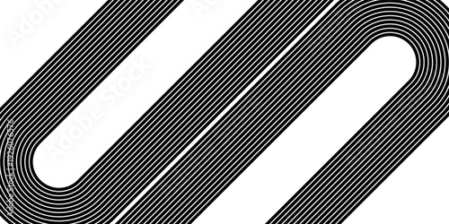 Modern abstract background featuring black wave stripes in perspective with a 3D illusion on white.