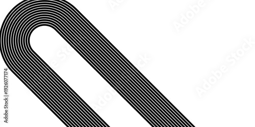 Black on white abstract perspective line wave stripes with a 3D dimensional effect, isolated on a clean white background.