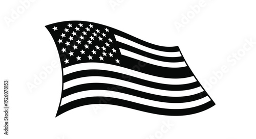 A waving depiction of the american flag in black and white