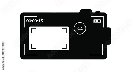 Digital camera illustration showing a recording view with timestamp
