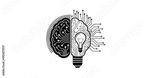 A digital brain concept with a lightbulb symbolizing artificial intelligence