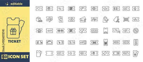 A set of editable ticket icons for various events and purposes