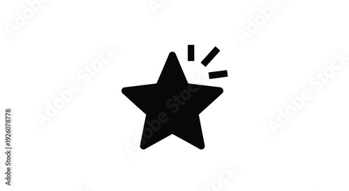 Black star icon with radiating lines simple graphic design element