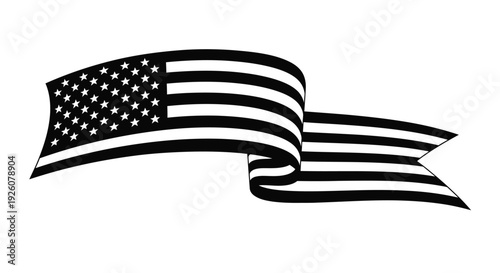 Stylized depiction of the american flag waving in a dynamic form