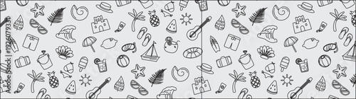 Summer vacation doodle pattern hand-drawn beach icons 