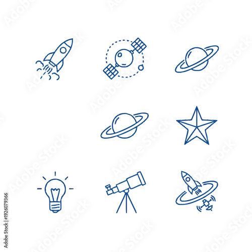 Collection of Space and Science Themed Icons.