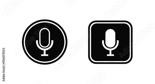 Two black microphone icons one circular and one square shaped