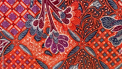 Tableau sur toile Background with typical Indonesian floral batik motif