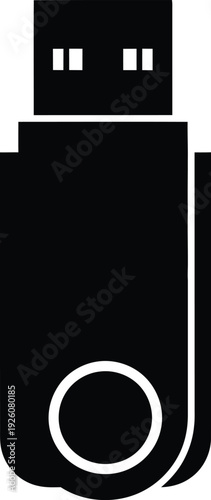 Silhouette of a usb flash drive on a white background