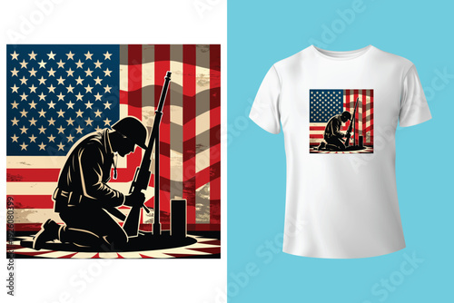 Veterans day t-shirt design, proud USA army soldier t shirt, vintage USA grunge flag design, quotes, vector Graphic, Fully editable and printable template