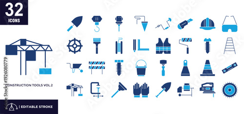 Construction tools vol.2 mixed color icon set