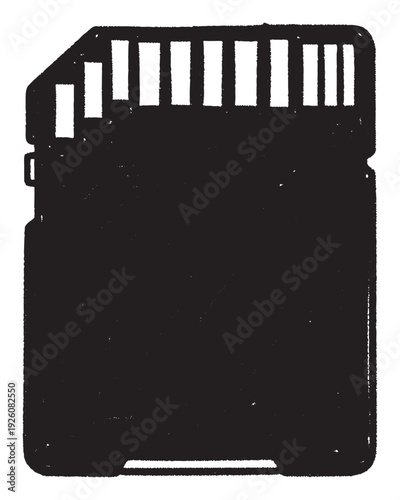 Essential digital memory card silhouette for electronic device storage and data transfer concepts in technology presentations or educational materials