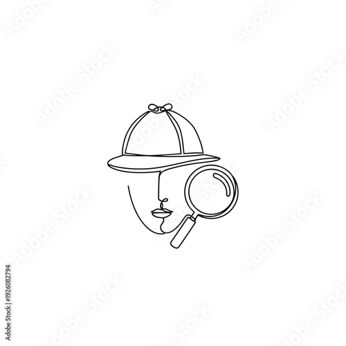Minimalist Continuous Line Art of a Private Investigator