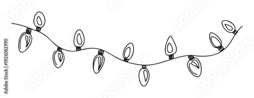 Elegant black line drawing of a charming light string perfect for adding a celebratory touch to winter holiday cards event posters and festive graphic layouts