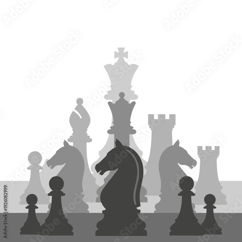 Gradient Silhouette Backdrop Featuring Rows of Strategic Chess Pieces