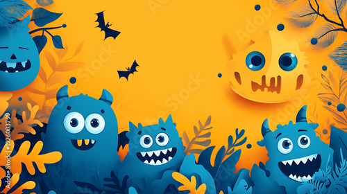 Adorable Halloween-themed background design, ideal for creating playful and festive backdrops or wallpapers.