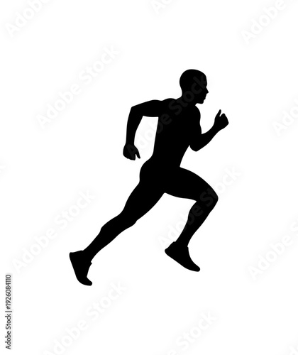 Man running in dynamic motion with athletic posture and speed