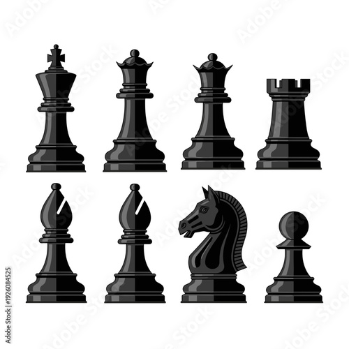 Grid Layout of Minimalist Strategy Game Chess Piece Icons