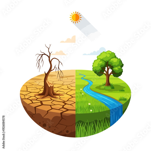 Drought vs Lushness: Contrasting Ecosystems, Climate Change Impact