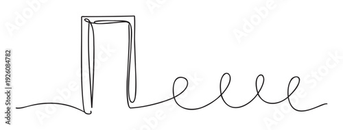 Minimalist continuous line drawing depicting a mathematical Pi symbol transitioning into a fluid sequence of curved elements, perfect for modern educational presentations and abstract