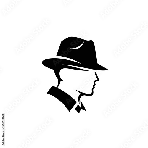 Minimalist Secret Agent Silhouette Icon for Mystery Branding
