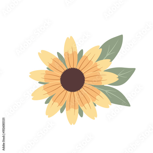 Symmetrical Botanical Flower Head Icon in Pastel Colors