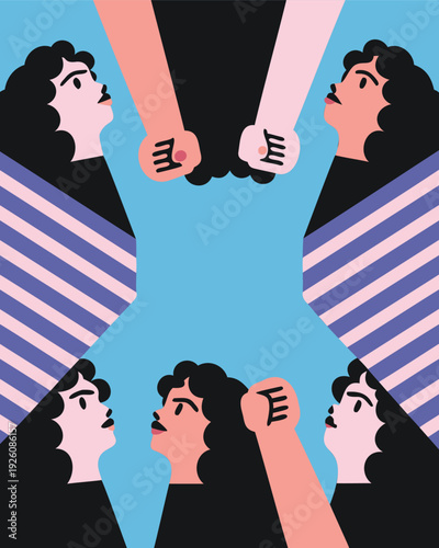 Diverse group of women united in solidarity and strength.