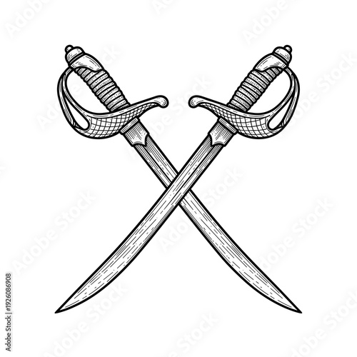 Crossed Cutlass Swords Symbol for Pirate and Adventure Themes