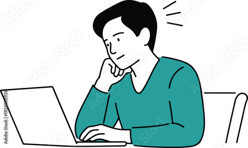 Businessman Thinking at Desk Vector Illustration  Idea Concept