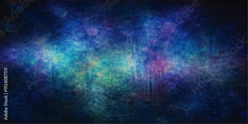 Abstract blue background with stars featuring a dark galaxy pattern of smoke and orange fire clouds for a bright space art wallpaper design