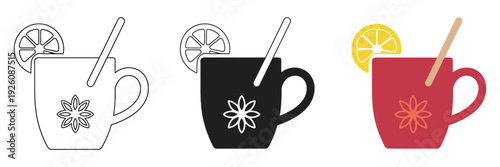 Mulled Wine Icon Collection, Festive Christmas Drink Vector Set, Holiday Beverage Symbols, Warm Spiced Wine Illustrations