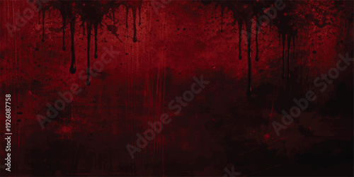 A dark vintage wall with a grungy red paint texture and old aged paper patterns creates a dirty blood color backdrop for an artistic design