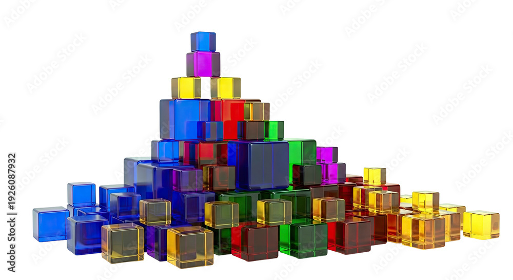 Obraz premium Translucent Cubes Stacked in a Pyramid Shape