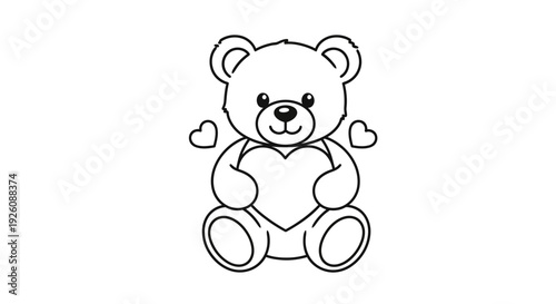 Cute teddy bear holding heart with love
