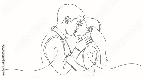 Romantic couple sharing tender kiss with love and affection