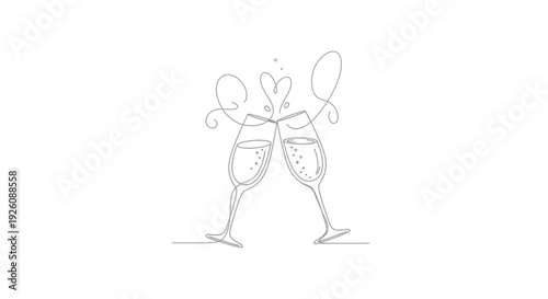 Elegant champagne glasses toasting in celebratory gesture